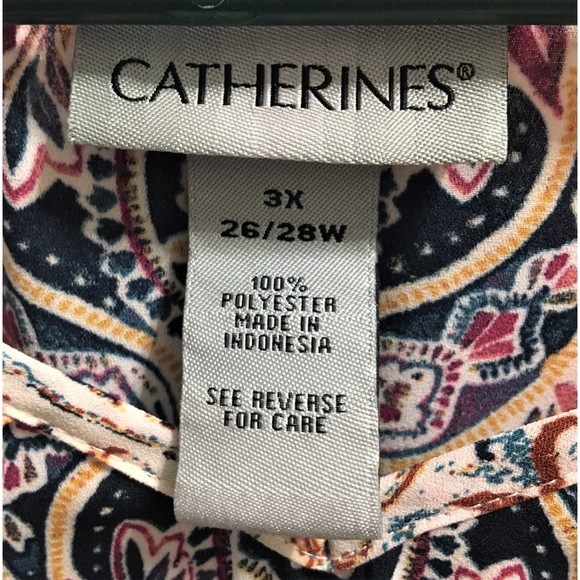 Catherine's Pink Paisley Cold Shoulder Boho Top 3X - Picture 4 of 7